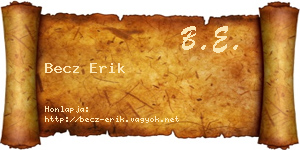 Becz Erik névjegykártya